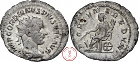 Gordien III (238-244), Antoninien, 238-244, Rome, Av. IMP GORDIANV PIVS FEL AVG, Buste radié, drapé et cuirassé à droite, Rv. FORTVNA REDVX, La Fortun...