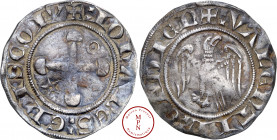 Évêché de Valence et de Die, Jean de Genève (1285-1297), Gros à l'aigle, Av. +x IOHANESx EPISCOP', Croix cantonné en 2 d'un annelet et en 3 d'une mole...