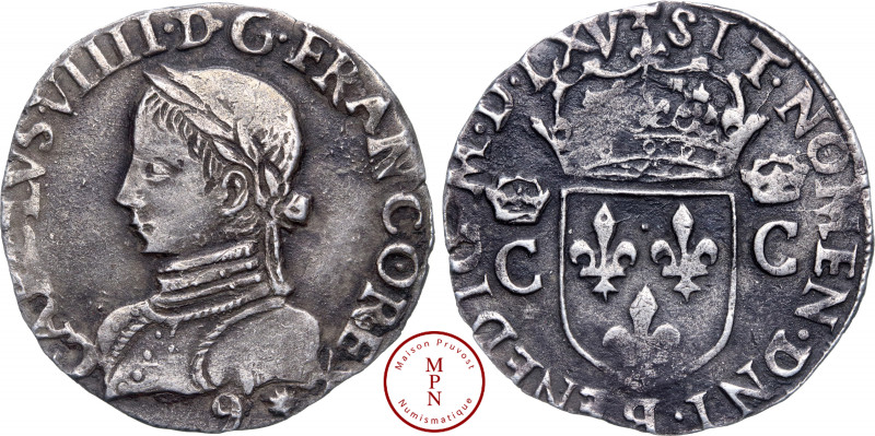 Charles IX (1560-1574), Demi teston, 2eme type, 1565, 9, Rennes, Av. CAROLVS. VI...