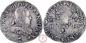 Henri III (1574-1589), Teston, 1er type sans le titre de roi de Pologne, 1575, K, Bordeaux, Av. HENRICVS. III. D (marque de graveur) G. FRANC. REX (ma...
