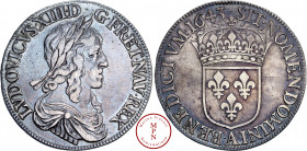 Louis XIII (1610-1643), Écu d'argent, deuxième poinçon de Warin, 1643, A, Paris, Point, Monnaie du Louvre, Av. LVDOVICVS. XIII. D. G. FR. ET. NAV. REX...