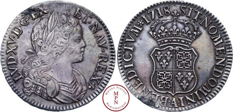 Louis XV (1715-1774), Écu de France-Navarre, 1718, A, Paris, Av. LVD. XV. D. G. ...