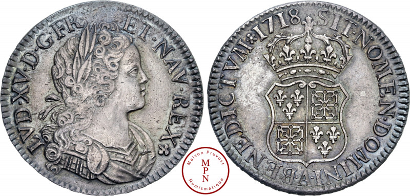 Louis XV (1715-1774), Écu de France-Navarre, 1718, A, Paris, Av. LVD. XV. D. G. ...