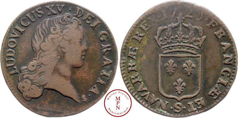 Louis XV (1715-1774), Sol au buste enfantin, 1720, S, Reims, Av. LVDOVICVS XV. D...