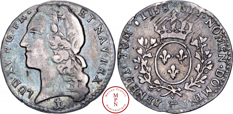 Louis XV (1715-1774), 1/10 écu au bandeau, 1758, &, Aix en Provence, Av. LUD. XV...