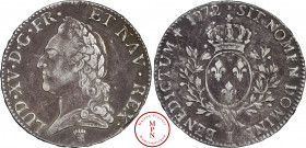 Louis XV (1715-1774), Écu à la vieille tête, 1772, I, Limoges, Av. LUD. XV. D. G. FR. ET. NAV. REX., Buste lauré et drapé à gauche, , Rv. .SIT NOMEN D...