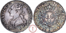 Louis XVI (1774-1792), Demi-écu aux branches d'olivier, 1790, A, Paris, 1er semestre, Av. LUD. XVI. D. G. FR. ET NAV. REX., Buste à gauche, Rv. SIT. N...