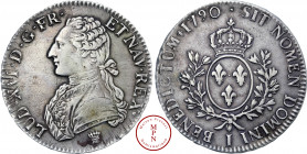Louis XVI (1774-1792), Écu aux branches d'olivier, 1790, I, Limoges, Av. LUD. XVI. D. G. FR. ET NAV. REX., Buste du Roi à gauche, Rv. SIT NOMEN DOMINI...