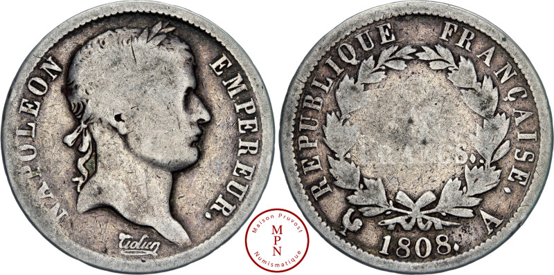 Napoléon Ier (1804-1815), 2 Francs, Tête laurée, République Française, 1808, A, ...