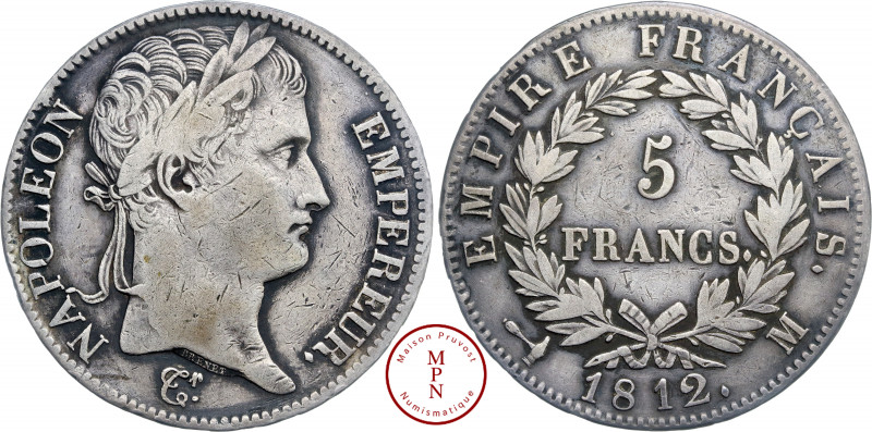 Napoléon Ier (1804-1815), 5 Francs, 1812, M, Toulouse, Av. NAPOLEON EMPEREUR, Tê...