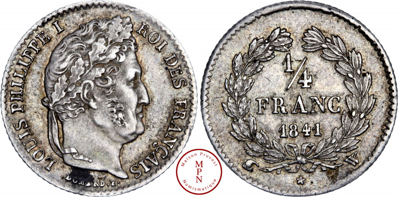 Louis-Philippe (1830-1848), ¼ de Franc, 1841, W, Lille, Av. LOUIS PHILIPPE ROI D...