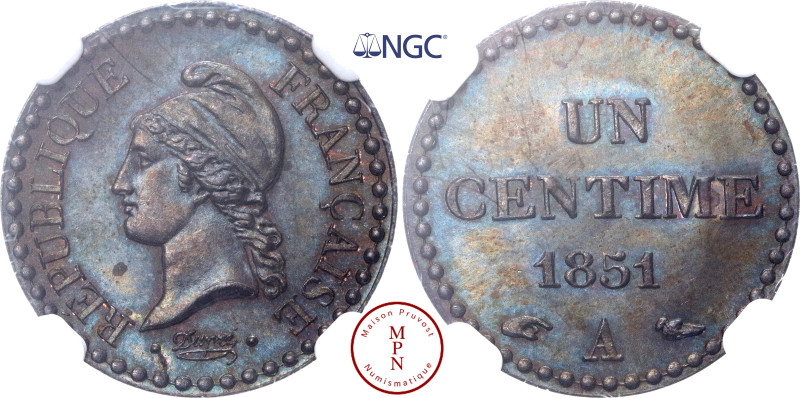 Deuxième République (1848-1852), Centime, Dupré, 1851, A, Paris, avec accent, Av...
