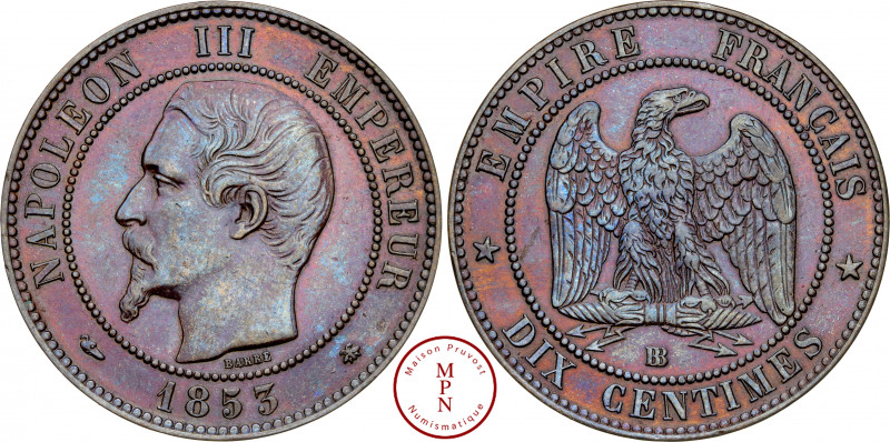 Napoléon III (1852-1870), 10 Centimes, Tête nue, 1853, BB, Strasbourg, Av. NAPOL...