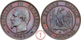 Napoléon III (1852-1870), 10 Centimes, Tête nue, 1853, BB, Strasbourg, Av. NAPOLEON III EMPEREUR, Tête nue à gauche, Rv. EMPIRE FRANCAIS / DIX CENTIME...