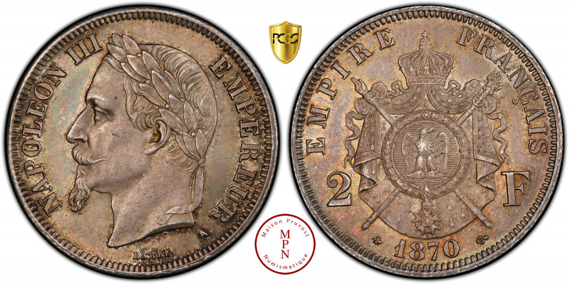 Napoléon III (1852-1870), 2 francs, Tête laurée, 1870, A, Paris, Av. NAPOLEON II...