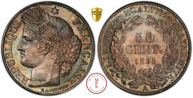 Troisième République (1870-1940), 50 Centimes, Cérès, 1895, A, Paris, Av. REPUBLIQUE FRANCAISE, Tête laurée de Cérès à gauche avec au-dessus une étoil...