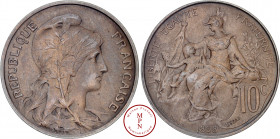 Troisième République (1870-1940), 10 Centimes, Dupuis, Essai en relief, Flan mat, 1898, Paris, Av. REPUBLIQUE FRANCAISE, Buste voilé et drapé de Maria...