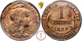 Troisième République (1870-1940), Centime, Dupuis, 1899, Paris, Av. REPUBLIQUE FRANCAISE, Buste voilé et drapé de Marianne à droite, une branche de la...
