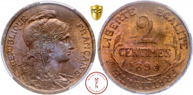 Troisième République (1870-1940), 2 Centimes, Dupuis, 1899, Paris, Av. REPUBLIQUE FRANCAISE, Buste voilé et drapé de Marianne à droite, une branche de...