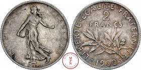 Troisième République (1870-1940), 2 Francs, Semeuse, 1900, Paris, Av. REPUBLIQUE FRANCAISE, Semeuse semant à gauche, Rv. LIBERTE , EGALITE , FRATERNIT...