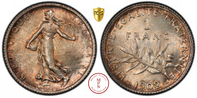 Troisième République (1870-1940), Franc, Semeuse, 1902, Paris, Av. REPUBLIQUE FRANCAISE, Semeuse semant à gauche, Rv. LIBERTE , EGALITE , FRATERNITE /...