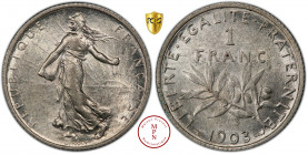 Troisième République (1870-1940), Franc, Semeuse, 1903, Paris, Av. REPUBLIQUE FRANCAISE, Semeuse semant à gauche, Rv. LIBERTE , EGALITE , FRATERNITE /...