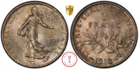 Troisième République (1870-1940), Franc, Semeuse, 1910, Paris, Av. REPUBLIQUE FRANCAISE, Semeuse semant à gauche, Rv. LIBERTE , EGALITE , FRATERNITE /...