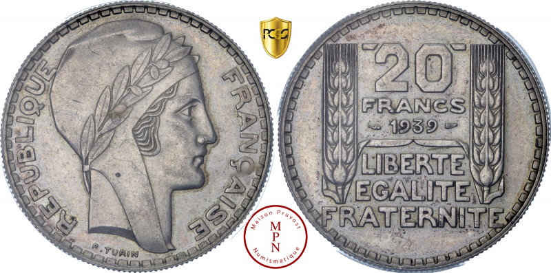 Troisième République (1870-1940), 20 Francs, Turin, 1939, Paris, Av. REPUBLIQUE ...