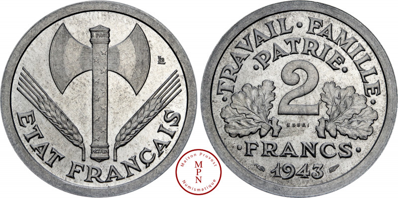 État Français, Régime de Vichy, 2 Francs, Francisque, Essai, 1943, Paris, Av. ET...