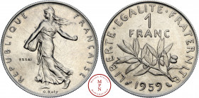 Cinquième République (1958-) Franc, Semeuse, Essai, 1959, Paris, Av. REPUBLIQUE FRANCAISE / ESSAI, Semeuse semant à gauche, Rv. LIBERTE , EGALITE , FR...