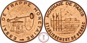 Europe, Centime, Essai de frappe de 1996, Av. MONNAIE DE PARIS / ETABLISSEMENT DE PESSAC, Rv. ESSAI DE FRAPPE MONETAIRE, Balancier, Acier plaqué cuivr...