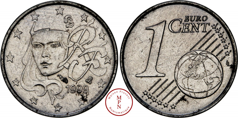Europe, France, Centime, Fautée, Flan acier, 1999, Paris, Acier, SPL, 2.16 g, 16...