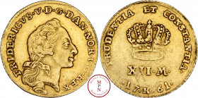 Danemark, Frederik V (1746-1766), 12 Mark, 1761, K;W, Av. FRIDERICVS. V. D. G. DAN. NOR. V. G. REX., Tête à droite, Rv. PRUDENTIA ET CONSTANTIA. / XII...