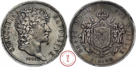 Royaume des Deux-Siciles, Joachim Murat, Roi de Naples (1808-1815), 5 Lire, 1813, Naples, Av. GIOACCHINO NAPOLEONE, Tête à droite, Rv. REGNO DELLE DUE...