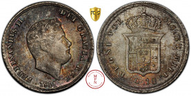 Royaume des Deux-Siciles, Ferdinand II (1830-1859), 10 Grana, 1851 Av. FERDINANDVS II. DEI GRACIA REX, Tête nue à droite, Rv. REGNI VTR. SIC. ET HIER....