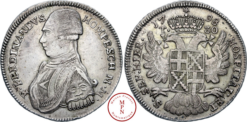 Ordre de Malte, Ferdinand de Hompesch (1797-1802), 30 Tari, 1798, Malte, Av. F. ...