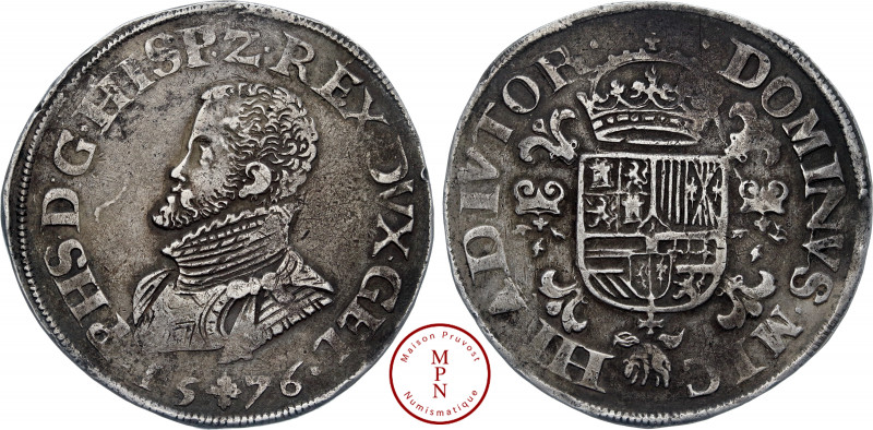Pays-Bas espagnols, Philippe II (1556-1598), Écu, 1576, Nimègue, Av. PHS. D : G....