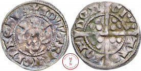 Edward Ier (1272-1307), Penny, New coinage, class 10cf2, 1306-1307, London, Av. ЄDWA R ANGL DNS ҺУB, Buste couronné de face, Rv. +CIVI-TAS LON-DON, Cr...