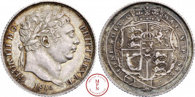 Georges III (1760-1820), 6 Pence, 1819, Londres, Av. GEOR : III D : G : BRITT : REX F : D :, Tête laurée à droite, Rv. Armes du Royaume-Uni, Argent, S...
