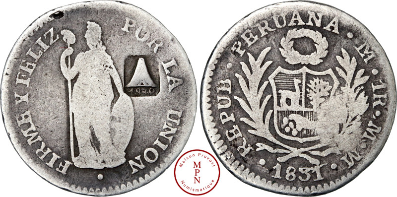 Real, Contremarqué d'un Volcan (volcano countermark issue type III) sur un real ...