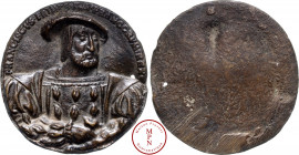 François Ier (1515-1547), Portrait du Roi, Médaille uniface, Av. FRANCISCVS. PRIMVS. D. G. FRANCORVM. REX., Buste de François Ier, de trois quart de f...