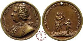 Louis XV (1715-1774), André Cardinal, dit Destouches, Médaille, Curé, 1732, Paris, Av. ANdré DES TOUCHES SURant D. L. MUSIQUED. ROY, Buste à gauche, R...