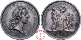 Louis XV (1715-1774), Mariage du Dauphin et de Marie-Josèphe de Saxe, Médaille, Marteau, 1748, Paris, Av. LUD. XV. REX. CHRISTIANISS., Tête ceinte d'u...