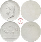 Louis-Philippe (1830-1848), Établissement des lignes de chemins de fer, Médaille, Lot de deux plâtres, Bovy, 1842 Av. LOUIS PHILIPPE I ROI DES FRANÇAI...