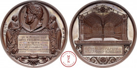 Louis-Philippe (1830-1848), Pose de la première pierre de la bibliothèque Sainte Geneviève, Médaille, Klagmann, Fournera, 1844, Paris, Av. Dans une ca...