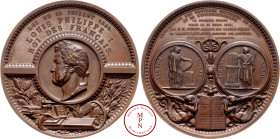 Louis-Philippe (1830-1848), Construction des nouveaux bâtiments du timbre royal et de l'enregistrement, Médaille, Borrel, 1846, Paris, Av. LOI DU 15 J...