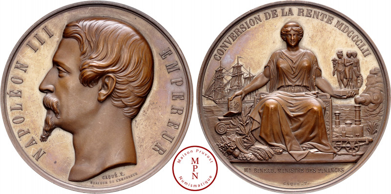 Napoléon III (1852-1870), Conversion de la rente, Médaille, Caqué, 1852, Paris, ...