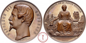 Napoléon III (1852-1870), Conversion de la rente, Médaille, Caqué, 1852, Paris, Av. NAPOLEON III EMPEREUR // CAQUE. F. GRAVEUR DE L'EMPEREUR, Tête nue...
