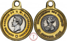 Napoléon III (1852-1870), Mariage de Napoléon III et de Eugénie de Montijo le 30 janvier 1853, Médaille, 1853, Paris, Av. HEUREUX MARIAGE DE S M. NAPO...