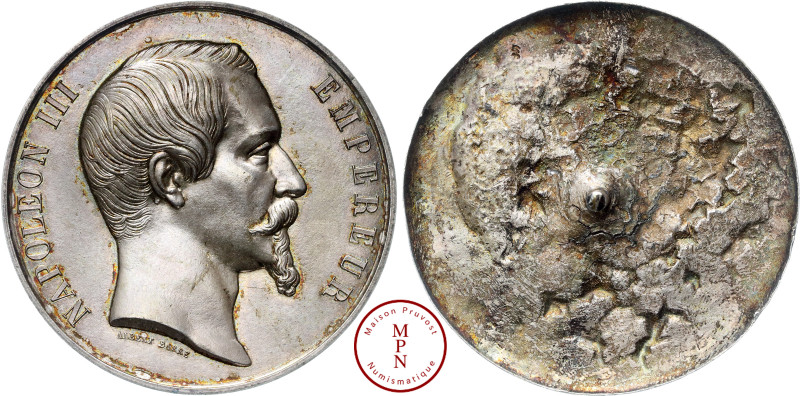 Napoléon III (1852-1870), Médaille uniface d'exposition, Av. NAPOLEON III EMPERE...